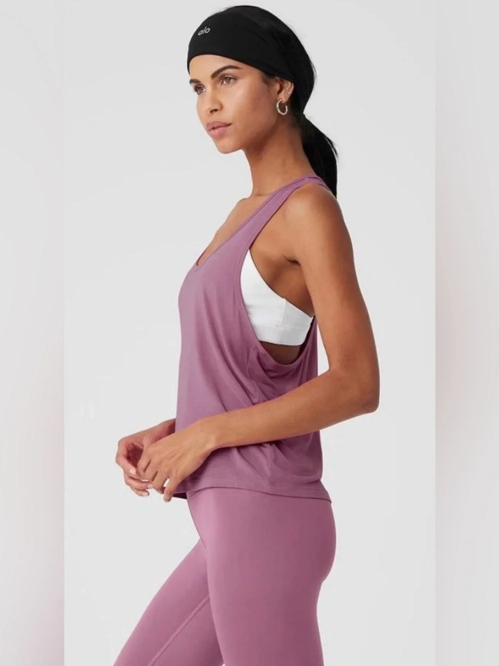 Alo All Day Tank Top Relaxed Racerback Mulberry Mauve Size S
